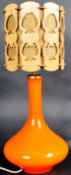 RETRO MID 20TH CENTURY STUDIO ART GLASS LAMP LIGHT IN ORANGE
