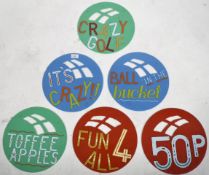 MIXED SELECTION OF FAIRGROUND COLOURED PERSPEX SIGNAGE