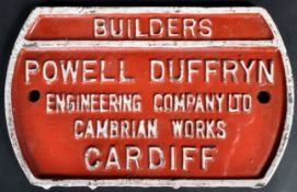 RETRO VINTAGE 1950'S CARDIFF CAST IRON BUILDERS PLAQUE