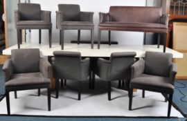 LARGE BONE EFFECT PANEL INLAID REFECTORY DINING TABLE