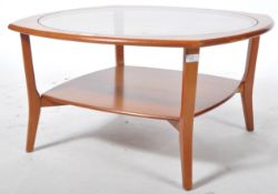 RETRO VINTAGE DANISH INFLUENCE TEAK & GLASS COFFEE TABLE