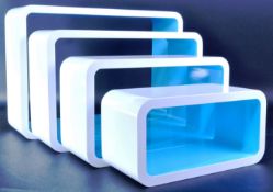 GRADUATING SET OF FOUR RETRO CUBE SHELVING UNITS