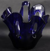 VERY LARGE 20TH CENTURY COBALT BLUE STUDIO ART BOWL