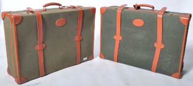 PAIR OF ORIGINAL RETRO PAPWORTH LEATHER AND CANVAS SUITCASES