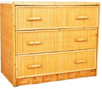 RETRO VINTAGE MID 20TH CENTURY BAMBOO & RATTAN DRESSING TABLE STOOL