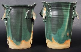 PAIR OF RETRO MID CENTURY STUDIO POTTERY VASES