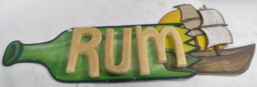 LARGE PENZANCE PUB / BAR PIRATES SHIP IN BOTTLE RUM SIGN