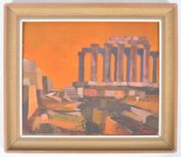 RETRO VINTAGE MID 20TH CENTURY ROMAN RUIN PAINTING