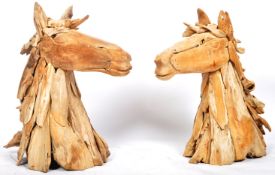 LARGE PAIR OF VINTAGE DRIFTWOOD HORSE HEADS