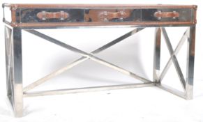 ANDREW MARTIN DA GAMA CHROME & LEATHER OFFICE DESK
