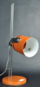 JOE COLOMBO (MANNER OF) 1970'S ORANGE AND CHROME DESK LAMP