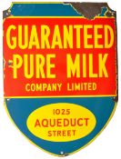 SCARCE CANADIAN PURE MILK ENAMEL SIGN