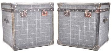 ANDREW MARTIN FURNITURE - PAIR TARTAN BEDSIDE CHESTS / TRUNKS