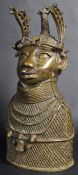 20TH CENTURY AFRICAN BENIN CAST HOLLOW BRONZE FIGURE OF A NATIVE
