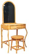 RETRO VINTAGE MID 20TH CENTURY BAMBOO & RATTAN DRESSING TABLE STOOL