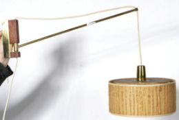 ORIGINAL 1960'S DANISH TEAK AND BRASS WALL LIGHT WITH SHADE