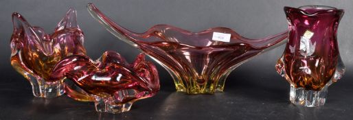 COLLECTION OF RETRO CZECH JOSEF HOSPODKA STUDIO ART GLASS