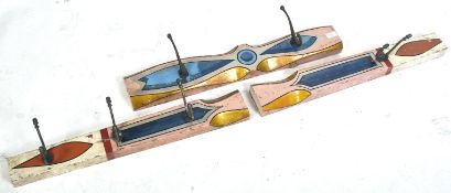 HOOPLA - GROUP OF THREE CONVERTED PAINTED UPRIGHT SUPPORTS