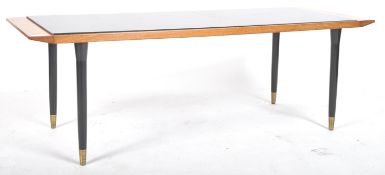 MID 20TH CENTURY TEAK AND BLACK GLASS INSET COFFEE TABLE