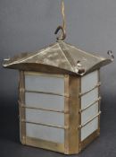 LATE 19TH CENTURY COPPER AND BRASS HANGING LANTERN LIGHT