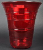 BARNABY POWELL - WHITEFRIARS MODEL 8886 - RIBBON TRAILED VASE IN RUBY