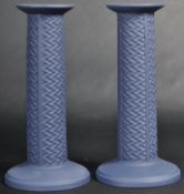 WEDGWOOD - INTERIORS - MATCHING PAIR OF JASPERWARE CANDLE HOLDERS