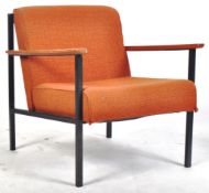 RETRO BLACK METAL & TEAK EASY LOUNGE ARM CHAIR