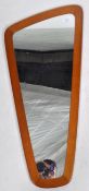 RETRO 1960'S TEAK WOOD FRAMELESS WALL MIRROR