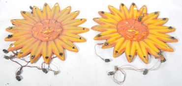 MATCHING PAIR OF FAIRGROUND 60'S FIBERGLASS SUN LIGHTS