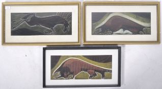GROUP OF THREE MID CENTURY ABSTRACT PRINTS OF ANIMALS