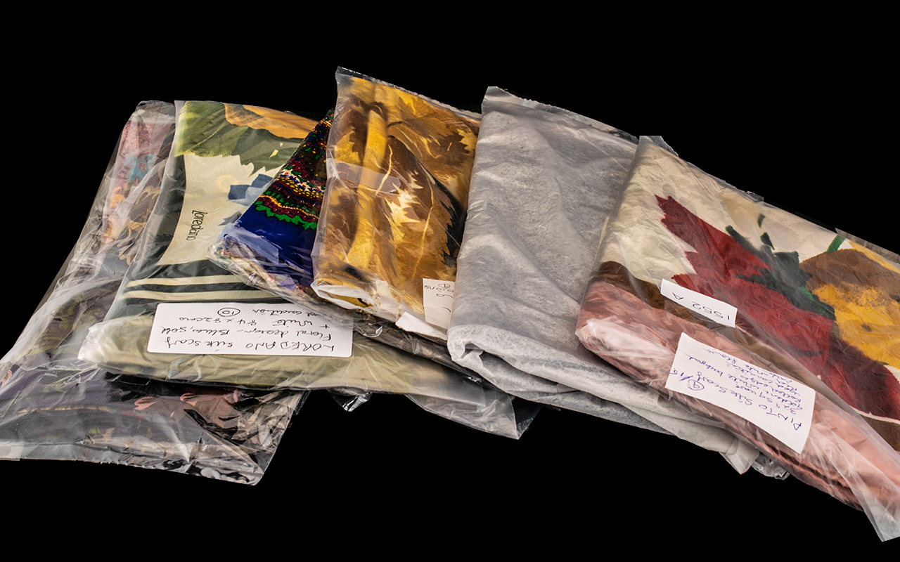 Collection of Vintage Designer Scarves, eight in total, comprising: 1.