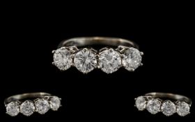 Ladies - Superb Quality 14ct White Gold 4 Stone Diamond Set Ring. Marked 14ct to Interior of Shank.