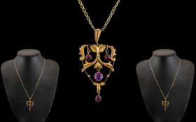 Edwardian Period 9ct Gold Openwork Penda