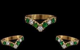 18ct Gold - Attractive Diamond and Emera