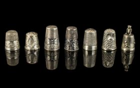 Superb Collection of Antique Period Assorted Sterling Silver Thimbles.