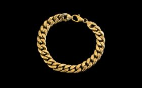 9ct Gold - Gents or Ladies Curb Bracelet with Good Clasp. Marked for 9.