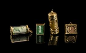 Excellent Collection of 9ct Gold Vintage Charms with Various Banknotes Within,