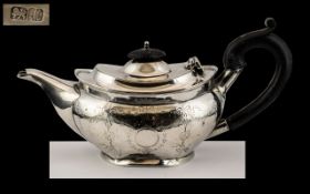 George II Sterling Silver Bachelors Teapot of Pleasing Proportions. Hallmark Chester 1737. Height 4.