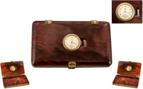Art Deco Tortoise Shell Effect Combination Cigarette Case with gilt metal mounts and clasps, with