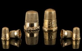 Antique Period - Pair of Superb 9ct Gold Thimbles, Both with Full Hallmarks for 9.