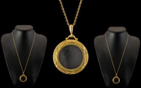 Antique Period - Nice Quality 9ct Gold Circular Locket / Pendant with Attached Later 9ct Gold Chain.