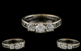 18ct White Gold Attractive Diamond Set Dress Ring with Full Hallmark for 750 - 18ct.
