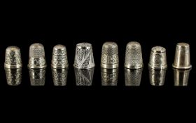 Excellent Collection of Antique and Vintage Sterling Silver Thimbles ( 8 ) In Total.