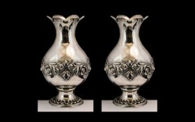 Portuguese - Attractive Early 20th Century Pair of Silver Vases,