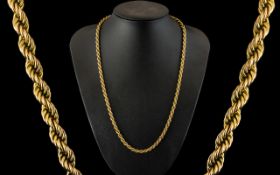 9ct Gold - Attractive Rope-Twist Design Chain. Marked 9.375. Pristine Condition, Hangs Well.