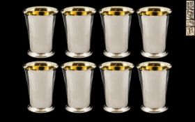 Elizabeth II Superb Set of Eight Sterling Silver Beakers / Cups,