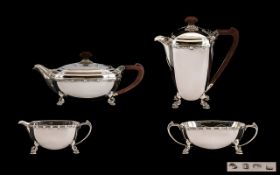 1930's Superior Quality Sterling Silver ( Designer ) 4 Piece Tea and Coffee Set,