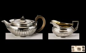 George III Sterling Silver Teapot and Milk Jug. Hallmark London 1806, Makers Mark W.B & R.