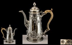 George II Silver Coffee Pot, Makers Mark For Aymé Videau c1740,