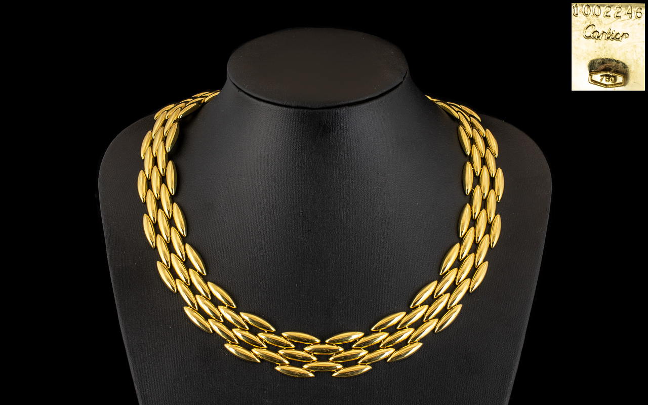 Cartier - An 18ct Gold Gentiane Collection - Stunning Torpedo Chain Link - Five Row Articulated - Image 2 of 2